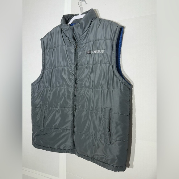 Nice Ecko Unltd Gray Puffer Vest Collared Full Zipper Men’s Size Xlarge - Picture 3 of 12